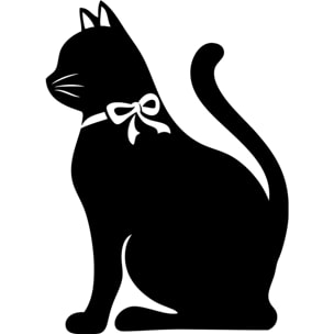 Sticker ardoise tableau noir - stickers muraux adhésif effaçable - CHAT AVEC UN NOEUD