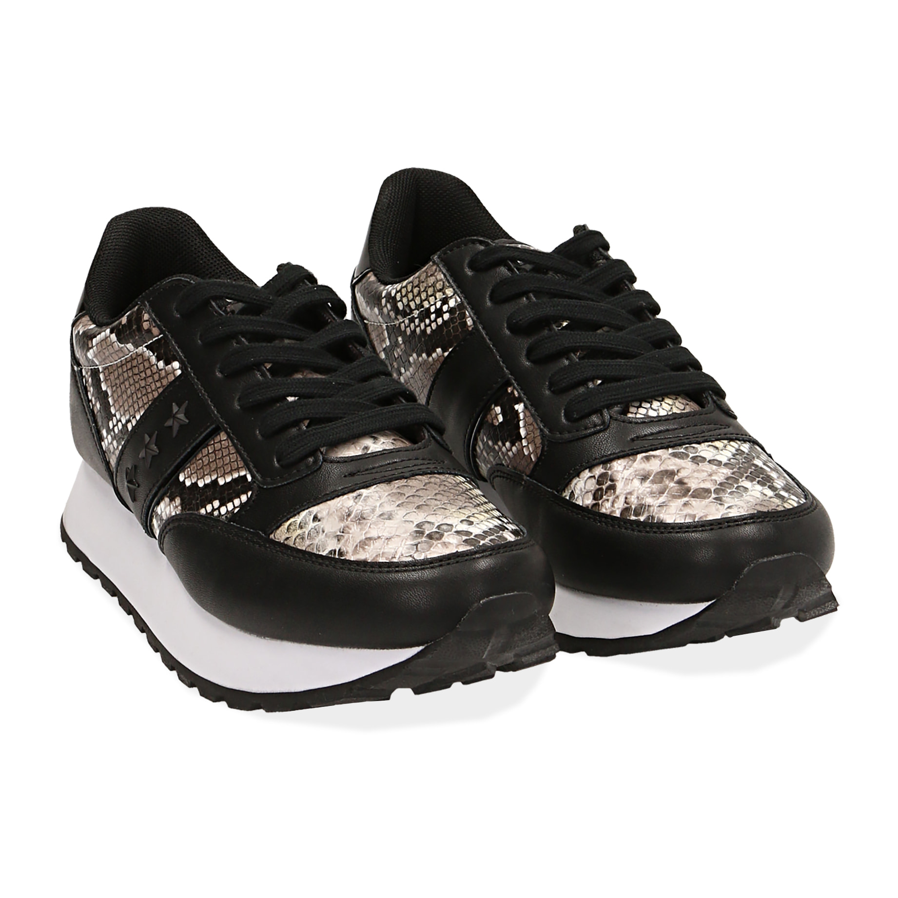 Zapatillas blancas/negro estampado pitón