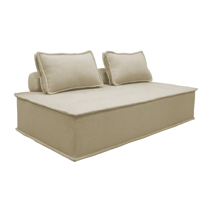 Chauffeuse 2 places pour canapé modulable tissu capitonné beige
