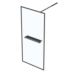 Paroi de Douche Noir Mat 90x200cm - Porte-serviette et étagère - DARK CONTOURING SHELF