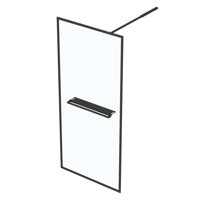 Paroi de Douche Noir Mat 90x200cm - Porte-serviette et étagère - DARK CONTOURING SHELF