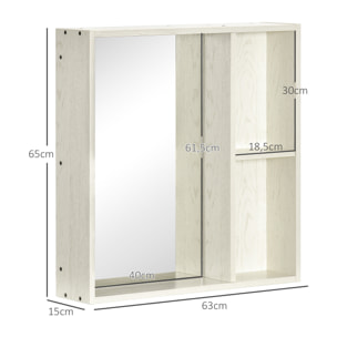 Armario de Baño con Espejo Armario con Espejo para Baño con Estantes Mueble para Baño Estilo Moderno 63x15x65 cm Blanco