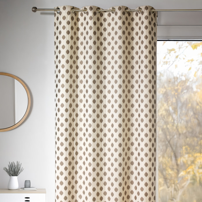 Rideau Dessin en jacquard à motifs arrondis - Taupe
