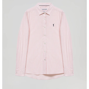 Camicia Oxford a righe rosa con logo Rigby Go