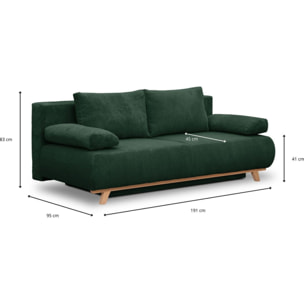 Canapé convertible 3 places en velours côtelé - LARIA