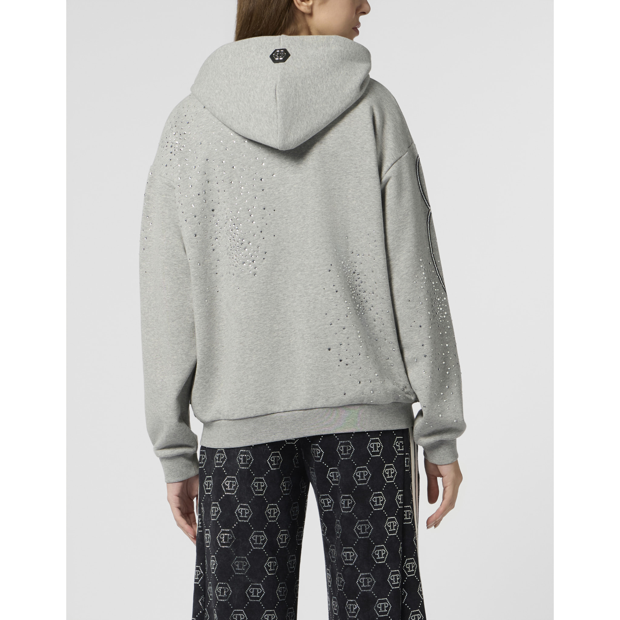 PHILIPP PLEIN Chenille Zip Hoodie Spray Strass