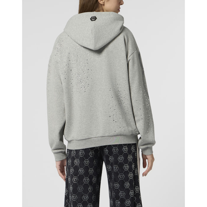 PHILIPP PLEIN Chenille Zip Hoodie Spray Strass