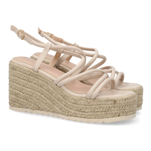 Sandalias de cuña de yute para mujer, comodas y elegantes diseño moderno con tiras cruzadas