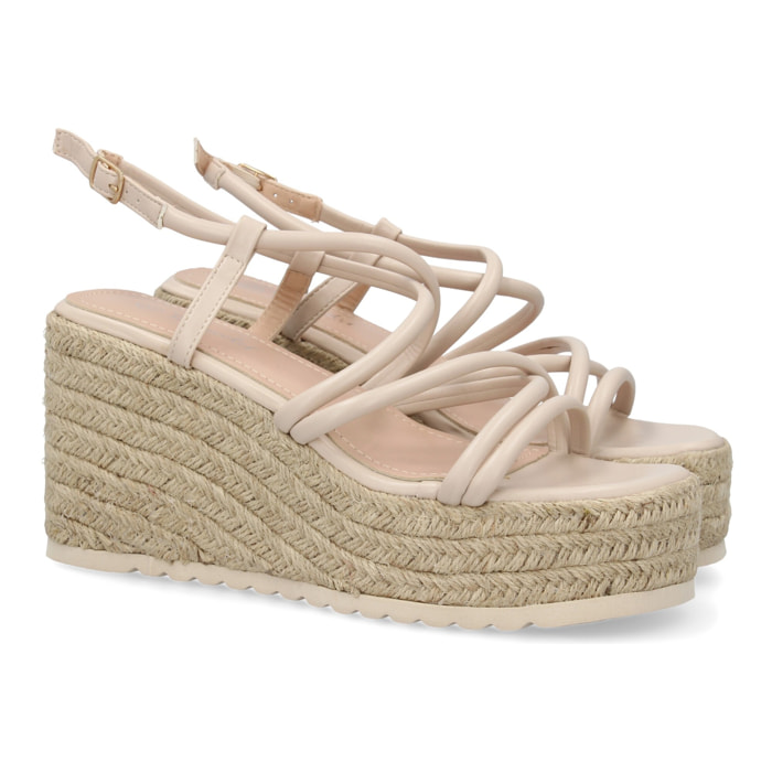 Sandalias de cuña de yute para mujer, comodas y elegantes diseño moderno con tiras cruzadas