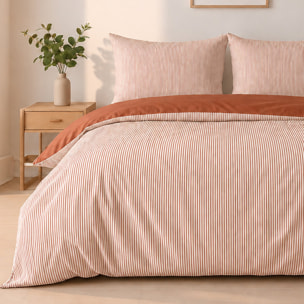 Parure housse de couette mini seersucker rayures terre cuite, MILLERAY