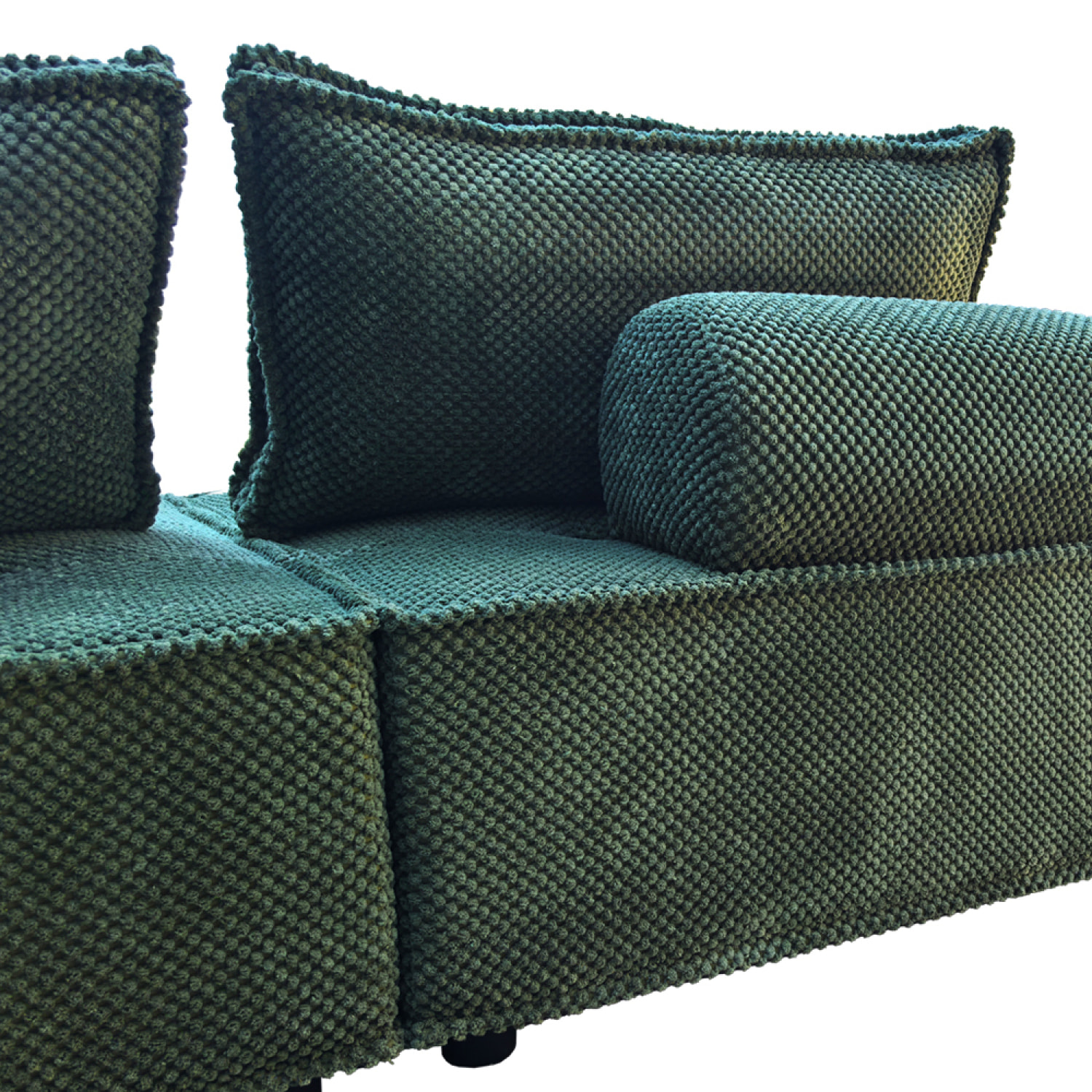 ALEXANDRIE Canapé d'angle modulable 4 places en velours texturé vert