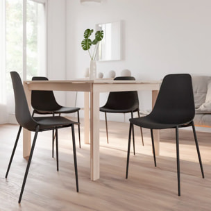 Set 4 Sedie Moderne Con Schienale Ergonomico In Polipropilene E Gambe In Metallo Cucina Sala Da Pranzo Soggiorno Ufficio 87 x 53 x 49 Cm Nero