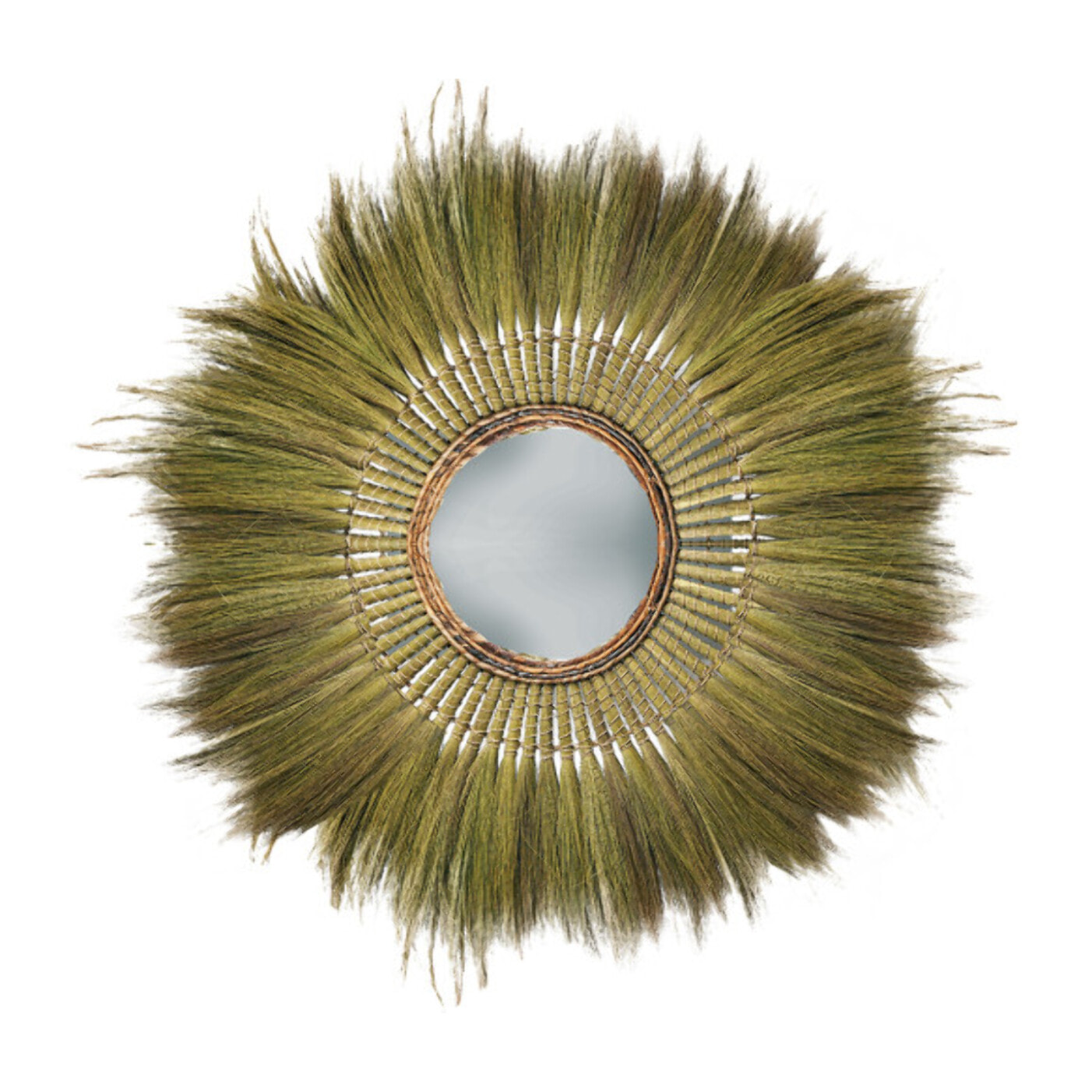 Miroir mural rond 116 cm en herbe de pampa - PLUME