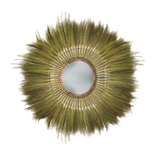 Miroir mural rond 116 cm en herbe de pampa - PLUME