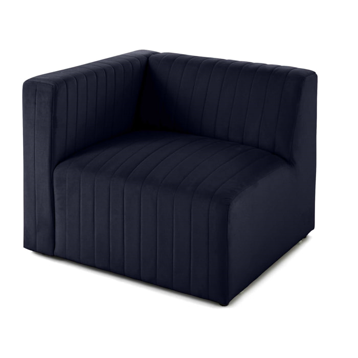 Nova - module d'assise gauche - en velours - Bleu marine