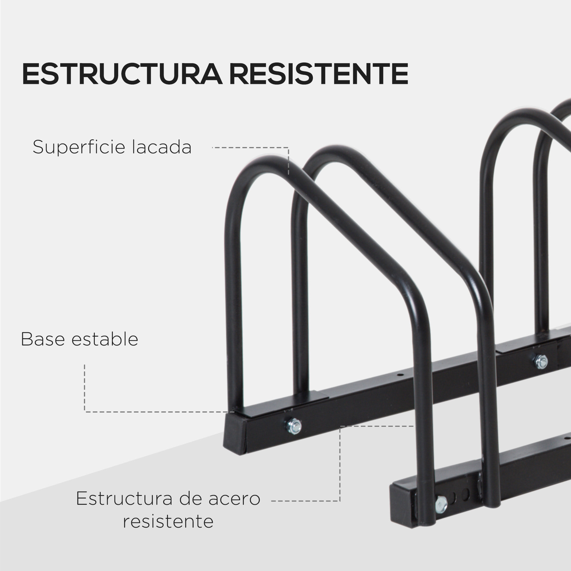 Aparcamiento para 4 Bicicletas Soporte de Acero para Aparcar Bicicletas en el Suelo o Pared Estacionamiento para Interior y Exterior 110x33x27 cm Negro