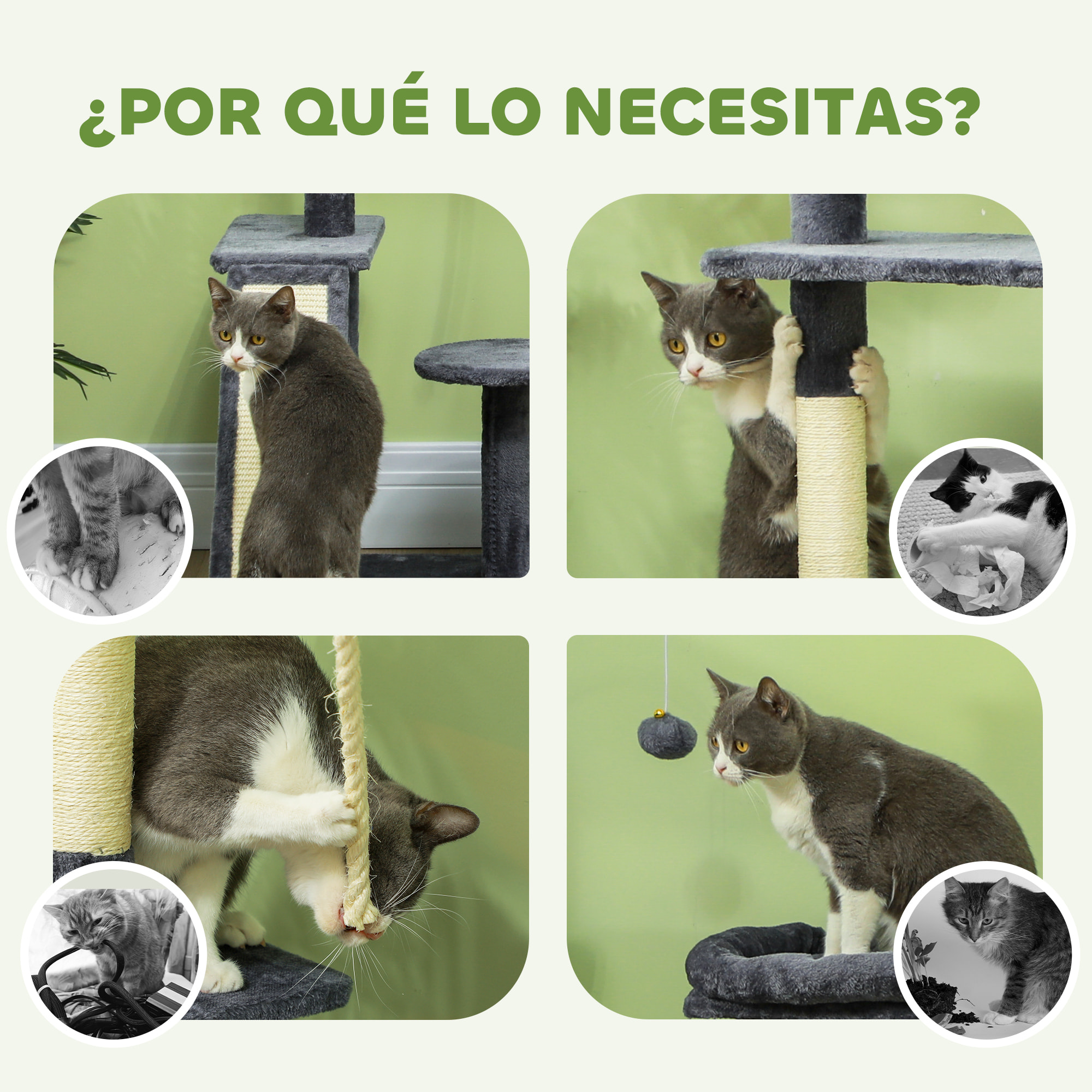 Árbol Rascador para Gatos 134 cm Torre para Gatos Rascador para Gatos con Nidos Cueva Plataformas Bolas de Juguete y Postes de Sisal Gris Oscuro