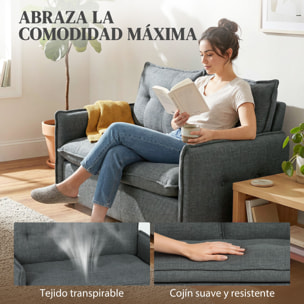 Sofá de 2 Plazas, Tapizado en Lino, Sofá Moderno con Acolchado Grueso, Diseño Capitoné, para Espacios Pequeños, Salón, Dormitorio, Oficina, Sala de Estar, 131x75x85 cm, Gris Oscuro