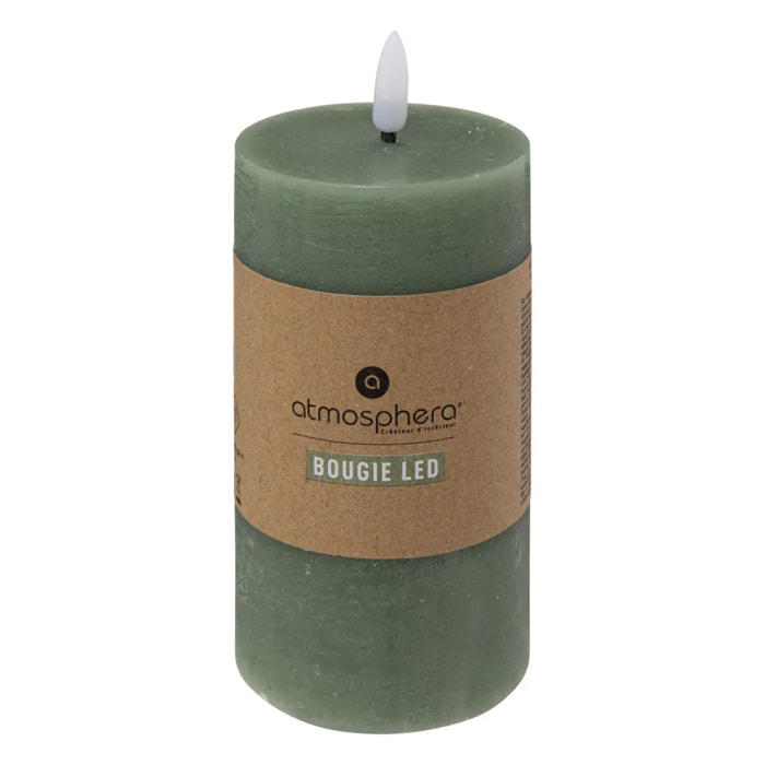 Bougie ronde LED Molia 7x15cm vert