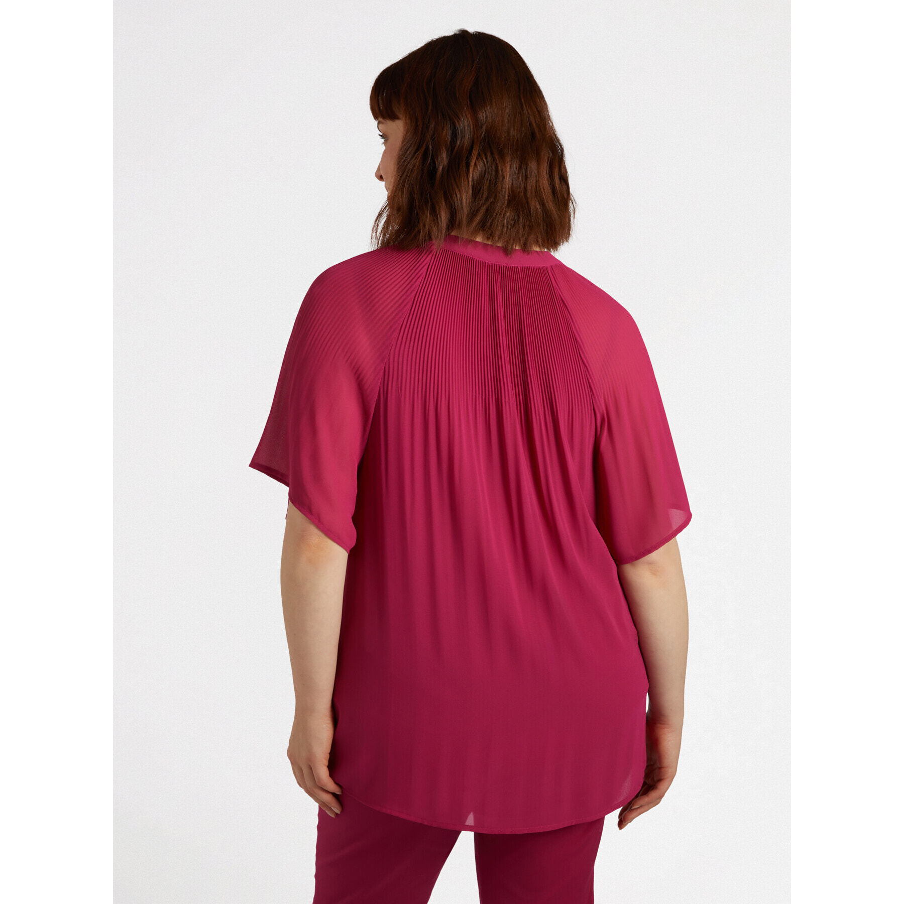 Fiorella Rubino - Blusa plisada con escote en pico - Rojo