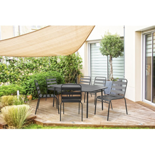 Table et chaises de jardin en métal "Bilbao" - 6 places - Gris