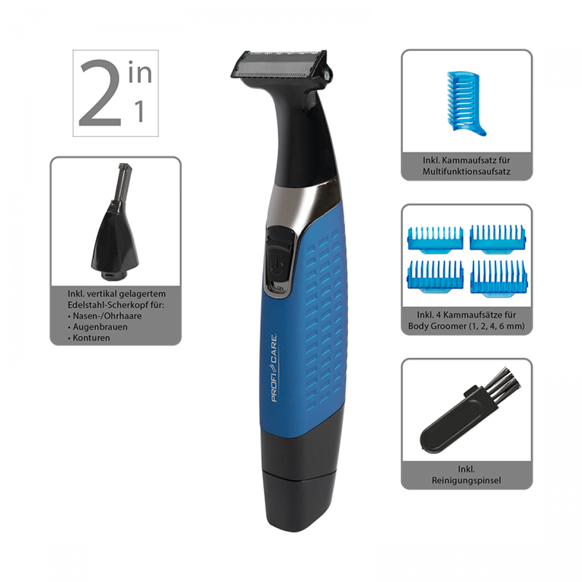 Rasoir Tondeuse 2 en 1 blue Proficare PC-BHT 3074 Bleu