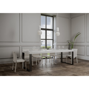 Mesa extensible 90x180/284 cm Tecno Premium Fresno Blanco estructura Antracita