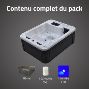 Bestway Spa acrylique rectangulaire 3 personnes 10 jets eau 14 jets air