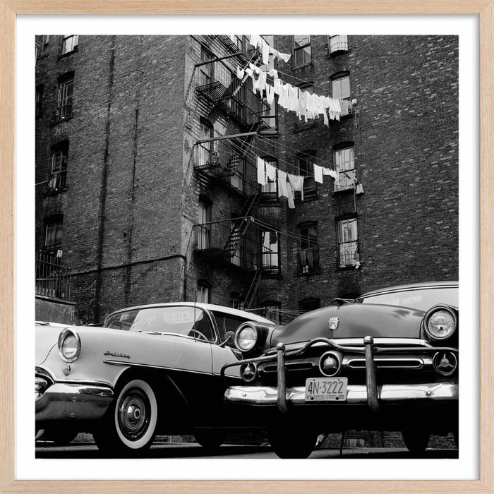 Affiche Photo ancienne New York - Vue sur cour Affiche + cadre en bois - Chêne