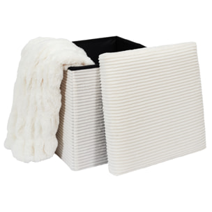 Coffre Pouf Pliable Cotele Scott Beige