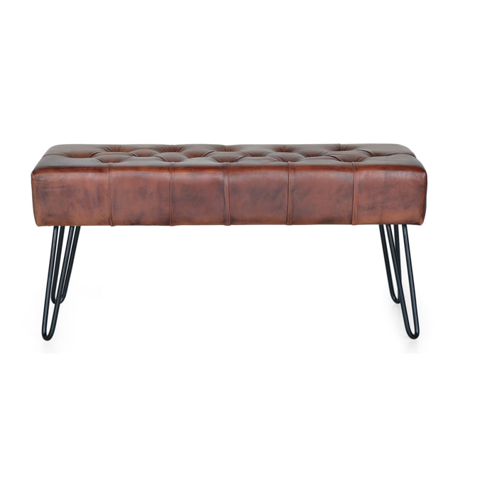 Banco de Piel Caprina 96 Cm Estilo Industrial Moderno