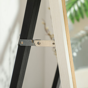 Espejo de Cuerpo Entero 157x37 cm Espejo de Pie o de Pared con Marco de MDF y Soporte para Dormitorio Salón Blanco y Natural Oscuro