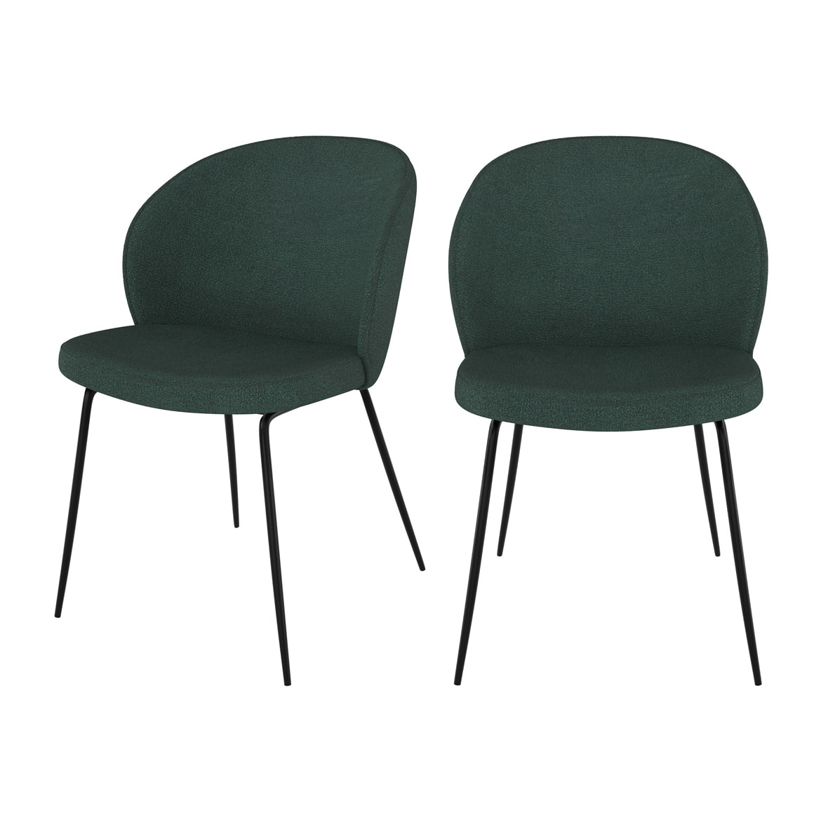 Chaise Groom verte en tissu bouclette (lot de 2)