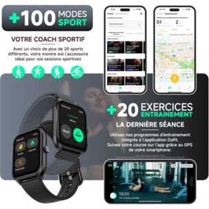 Montre connectée ECHO Rainbow Pro S Noir Silicone + Gris Nylon