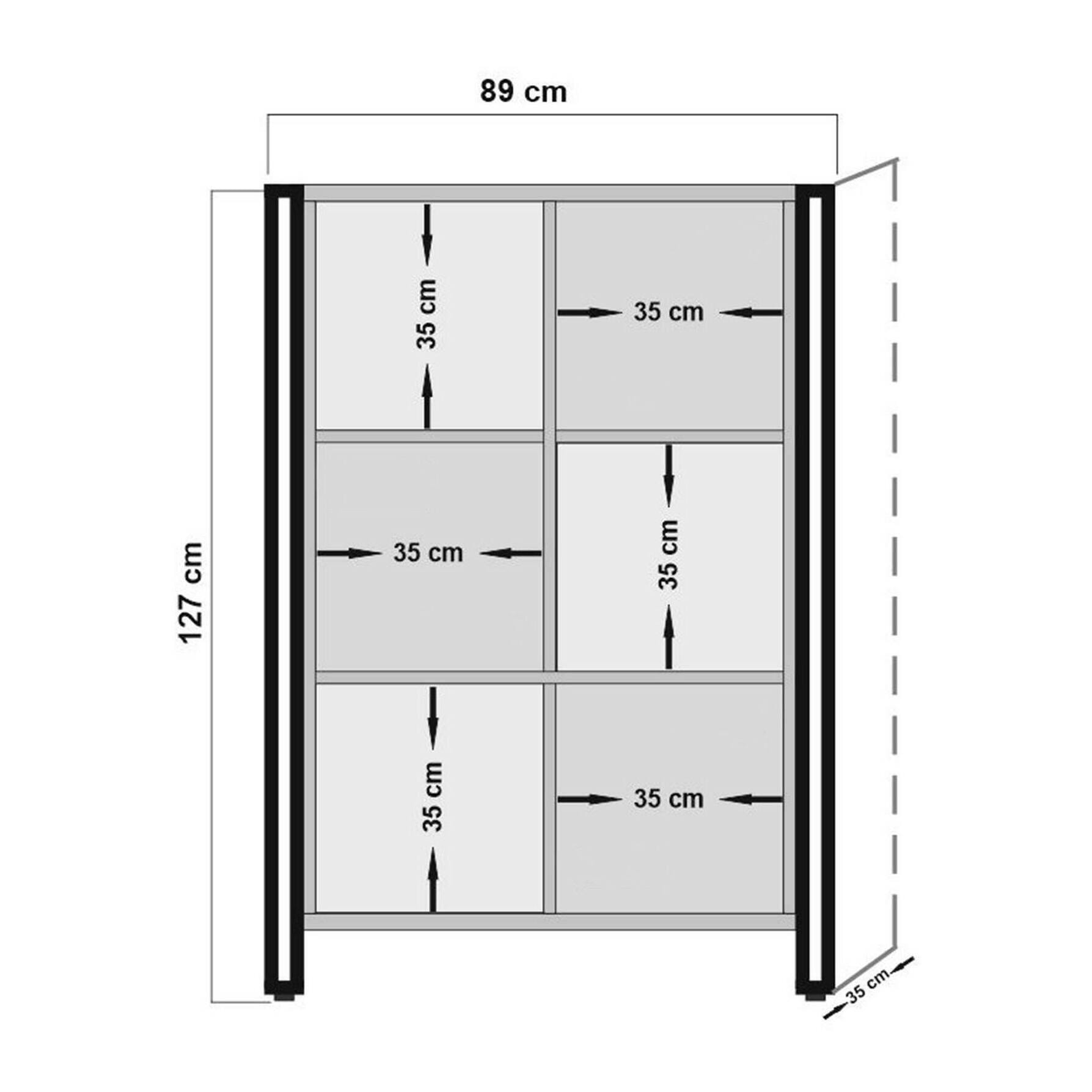 Credenza Dpilon, Buffet da soggiorno, Madia da salotto, Dispensa da cucina, 89x35h127 cm, Quercia e Nero