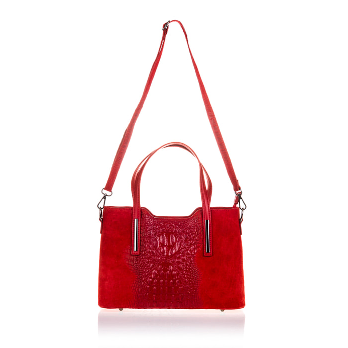 Fiesole Borsa tote Donna.Pelle autentica Camoscio Stampato Coccodrillo