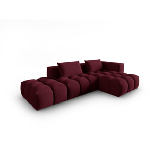 Canapé d'angle droit modulable "Lorella" 4 places en tissu structurel bordeaux