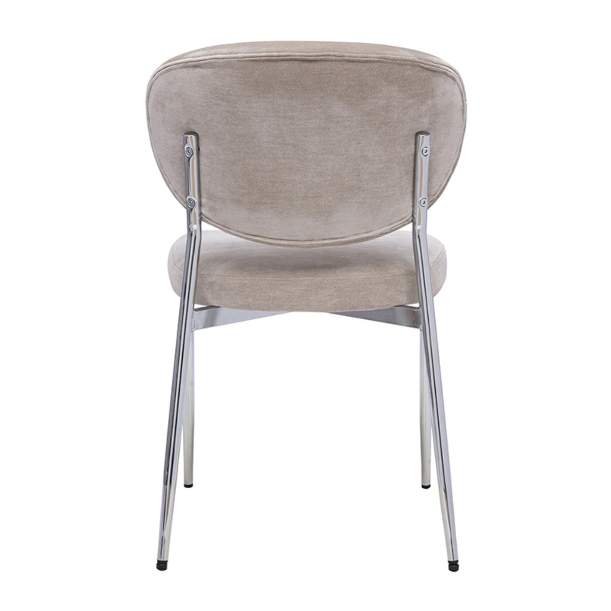 Chaises en tissu effet velours taupe et métal chromé (lot de 2) BREKA