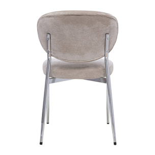 Chaises en tissu effet velours taupe et métal chromé (lot de 2) BREKA