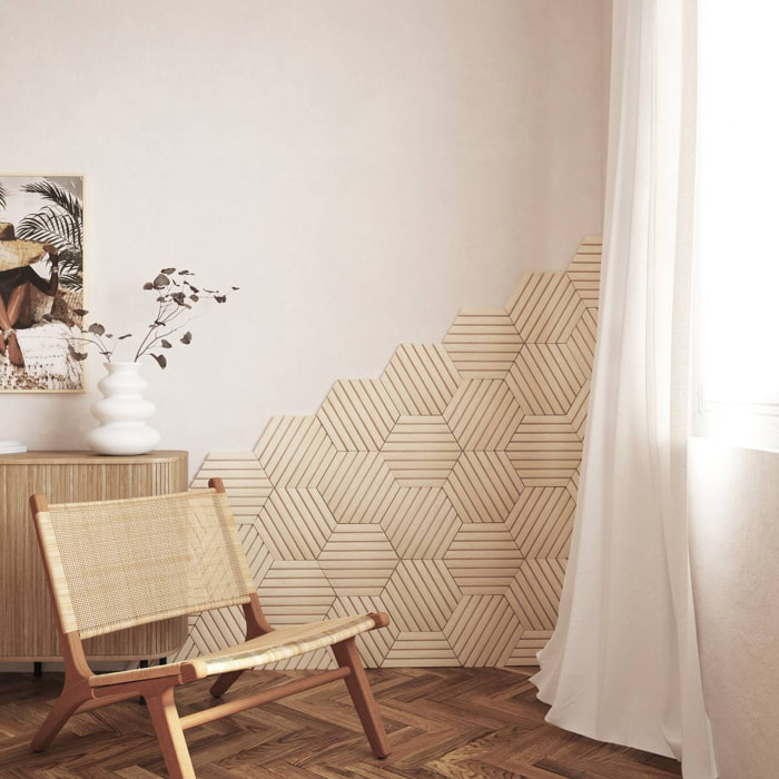 Lot de 3 panneaux décoratifs Colva beige fond gris 30x26cm