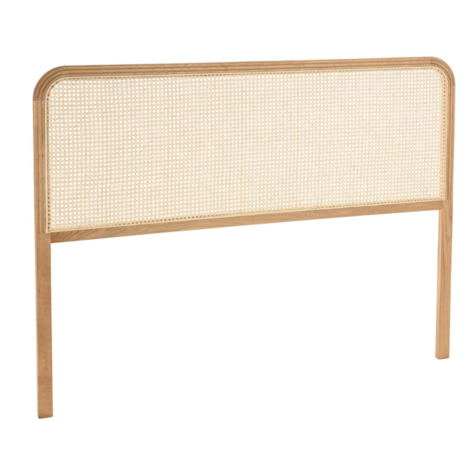 SYA - Tête de lit bords arrondis rotin naturel chêne massif 140/160cm