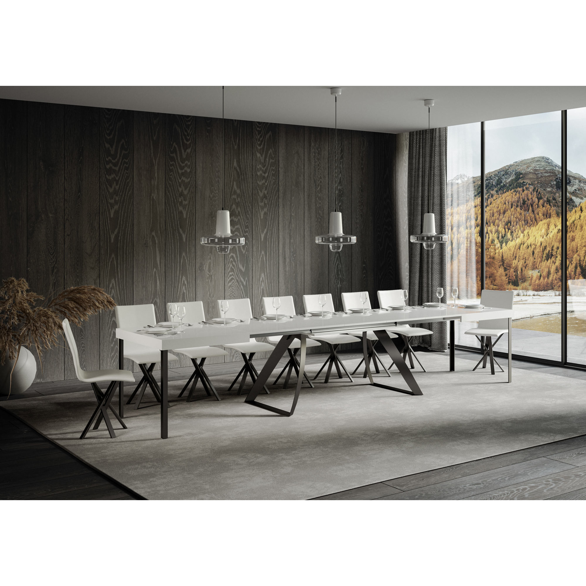 Tavolo allungabile 90x200/460 cm Proxy bianco frassino telaio Antracite