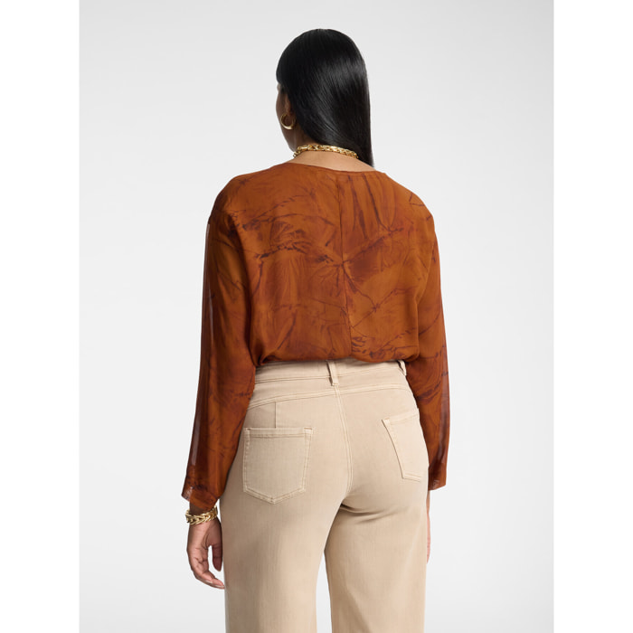 Elena Mirò - Blusa in georgette stampata - Arancione