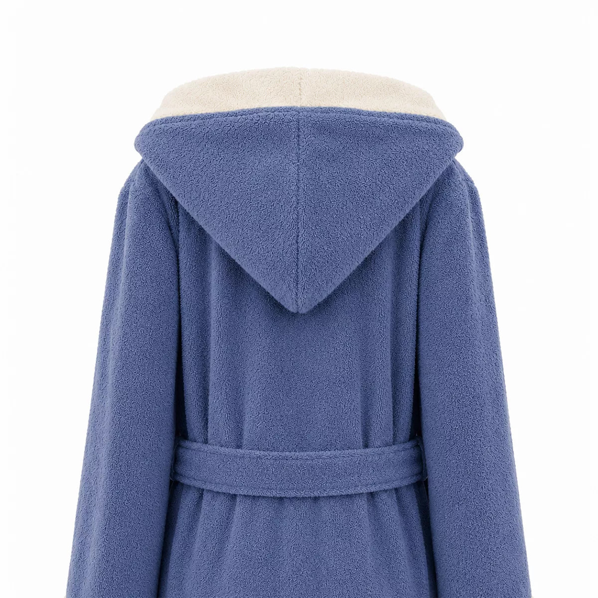 Peignoir a capuche pur coton 380 g/m² uni bleu ecru Club denim