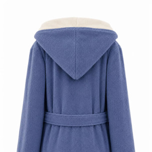 Peignoir a capuche pur coton 380 g/m² uni bleu ecru Club denim