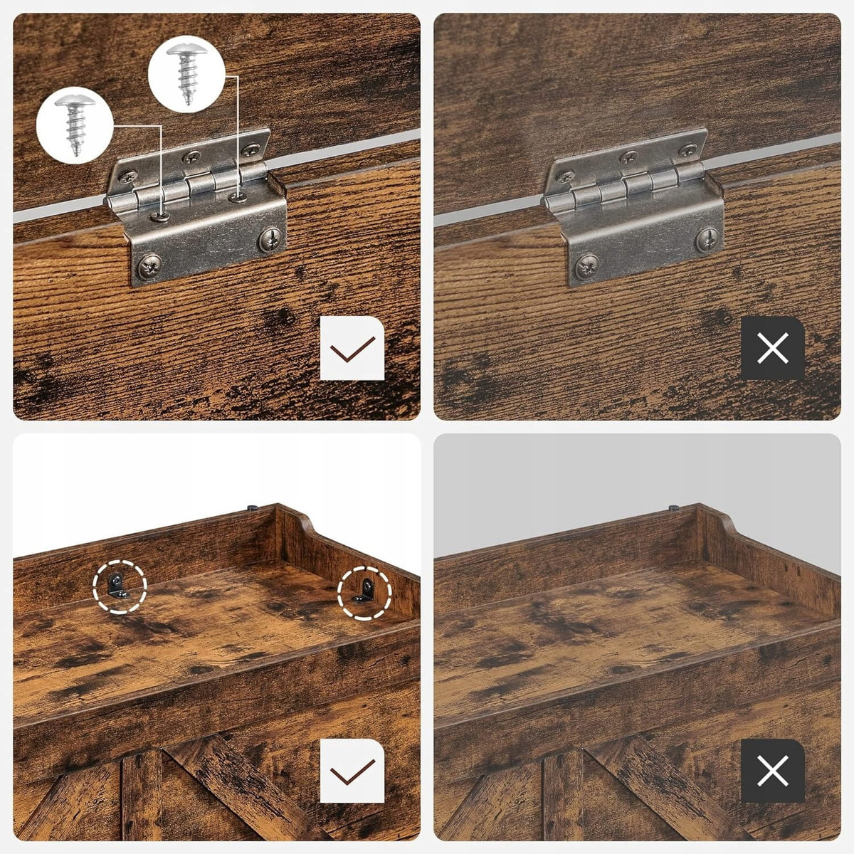 Panca contenitore vintage in legno marrone rustico
