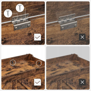 Panca contenitore vintage in legno marrone rustico