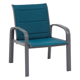 Salon de jardin duo "Elyn" bleu canard & graphite 2 places en aluminium