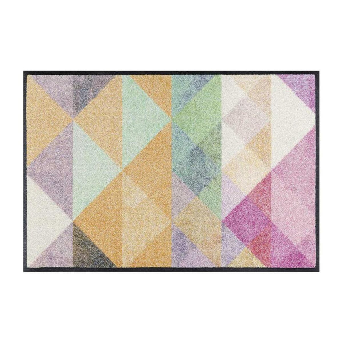 tapis entrée 75x120 tissé multicolore rectangle motif pastel SANORA