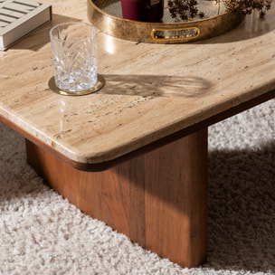 Table basse Jivan Travertin bois 120x70cm